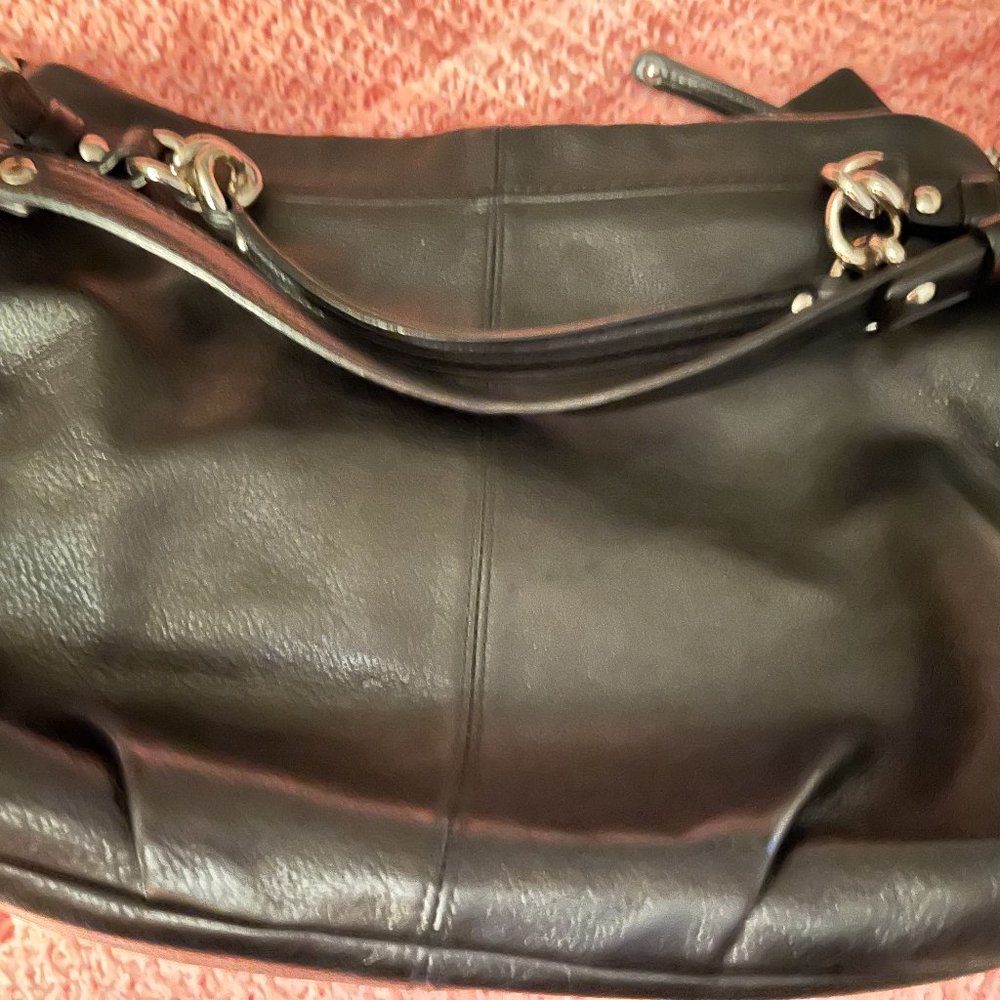 Coach Brooke black pebbled leather hobo bag. Large
